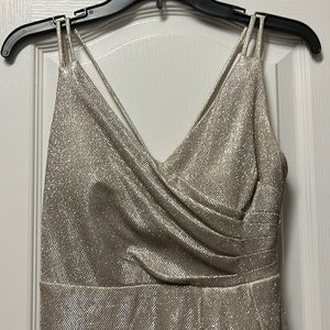 Bridesmaid dress nude with silve